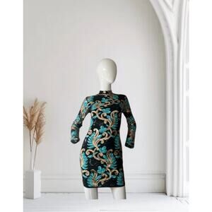 Codigo Sequin Embroidered Long Sleeve Mini Dress Medium